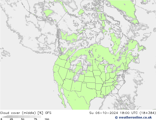 Bulutlar (orta) GFS Paz 06.10.2024 18 UTC