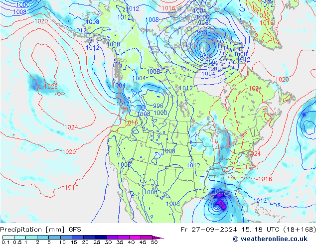 Neerslag GFS vr 27.09.2024 18 UTC