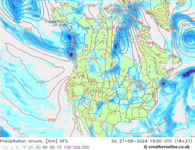 Precipitation accum. GFS сб 21.09.2024 15 UTC