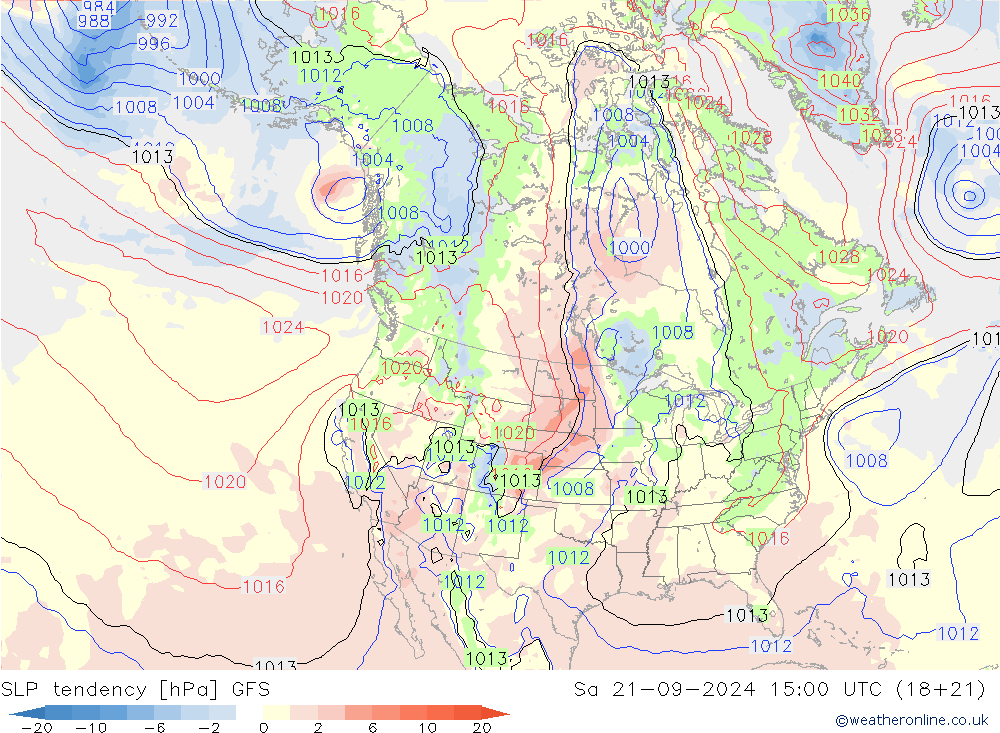 Tendance de pression  GFS sam 21.09.2024 15 UTC