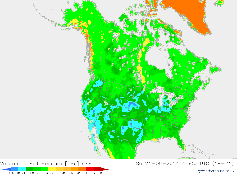 Volumetric Soil Moisture GFS so. 21.09.2024 15 UTC