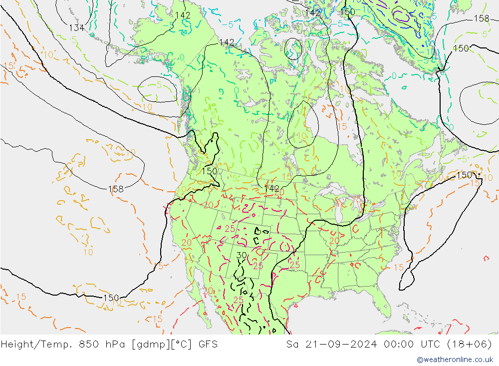 Z500/Rain (+SLP)/Z850 GFS 星期六 21.09.2024 00 UTC