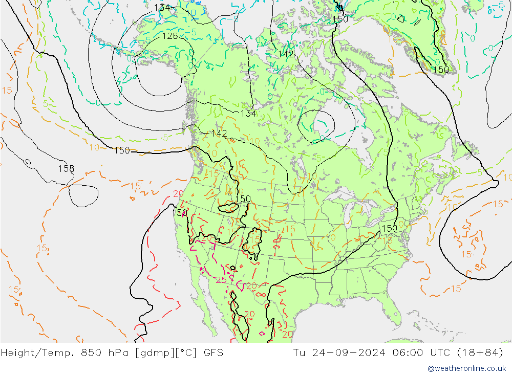 Height/Temp. 850 hPa GFS Tu 24.09.2024 06 UTC