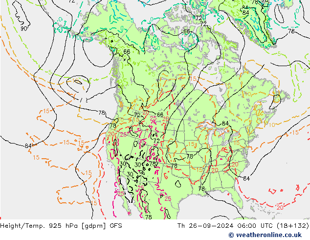 Height/Temp. 925 hPa GFS Th 26.09.2024 06 UTC