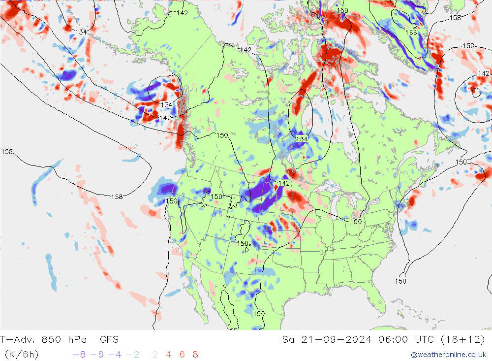 T-Adv. 850 hPa GFS Sa 21.09.2024 06 UTC