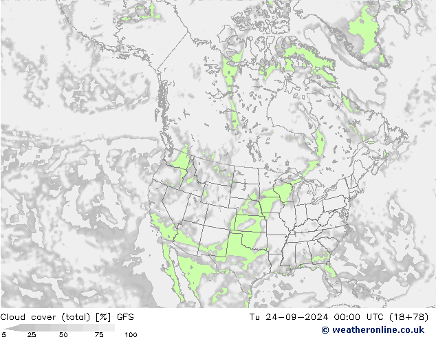 Wolken (gesamt) GFS Di 24.09.2024 00 UTC