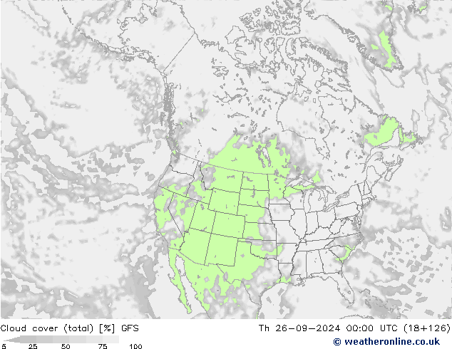 zachmurzenie (suma) GFS czw. 26.09.2024 00 UTC