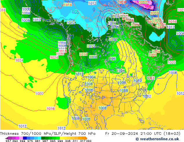 Thck 700-1000 hPa GFS 星期五 20.09.2024 21 UTC