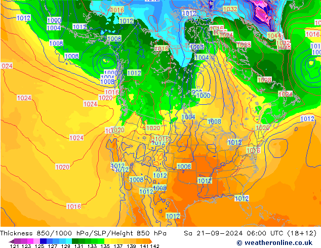 Thck 850-1000 hPa GFS  21.09.2024 06 UTC