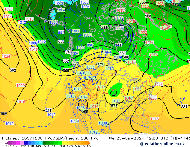 Thck 500-1000hPa GFS  25.09.2024 12 UTC