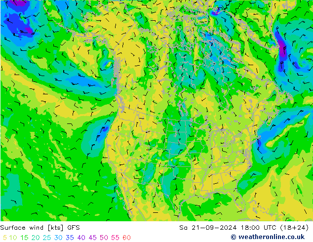 Bodenwind GFS Sa 21.09.2024 18 UTC