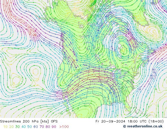 Streamlines 200 hPa GFS Fr 20.09.2024 18 UTC