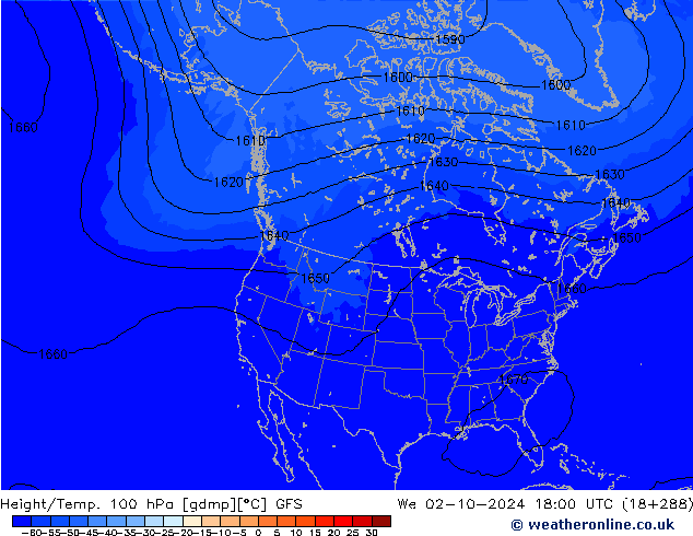 Height/Temp. 100 hPa GFS We 02.10.2024 18 UTC