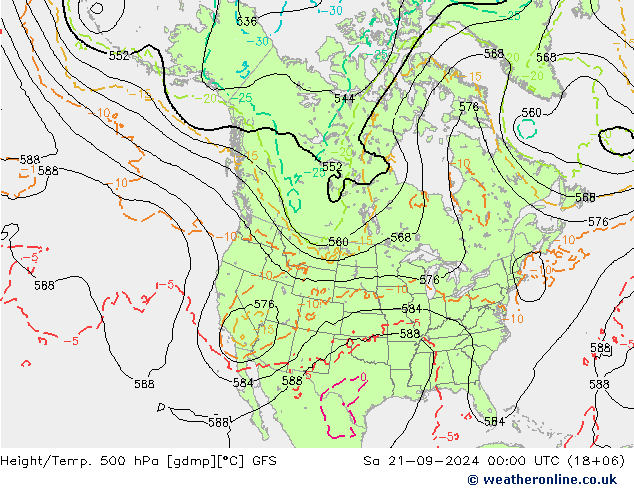 Z500/Yağmur (+YB)/Z850 GFS Cts 21.09.2024 00 UTC