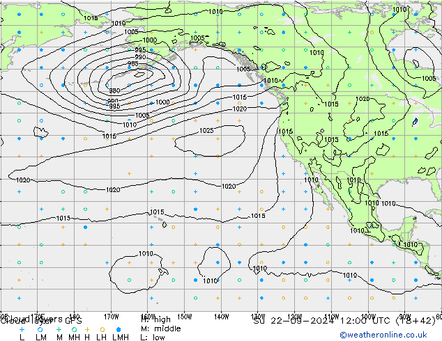 Cloud layer GFS dom 22.09.2024 12 UTC