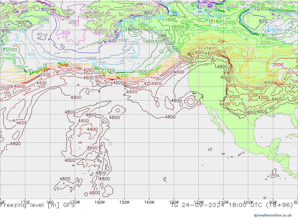 Freezing level GFS Tu 24.09.2024 18 UTC