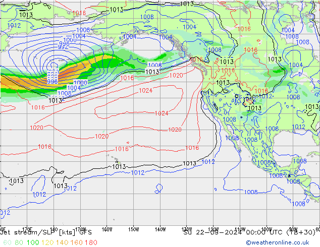 Jet stream/SLP GFS Su 22.09.2024 00 UTC