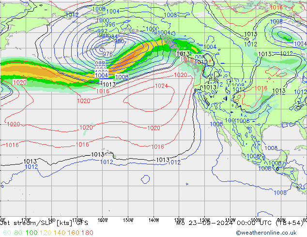 Corriente en chorro GFS lun 23.09.2024 00 UTC