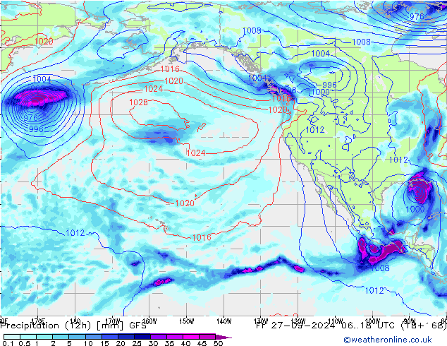 Precipitação (12h) GFS Sex 27.09.2024 18 UTC