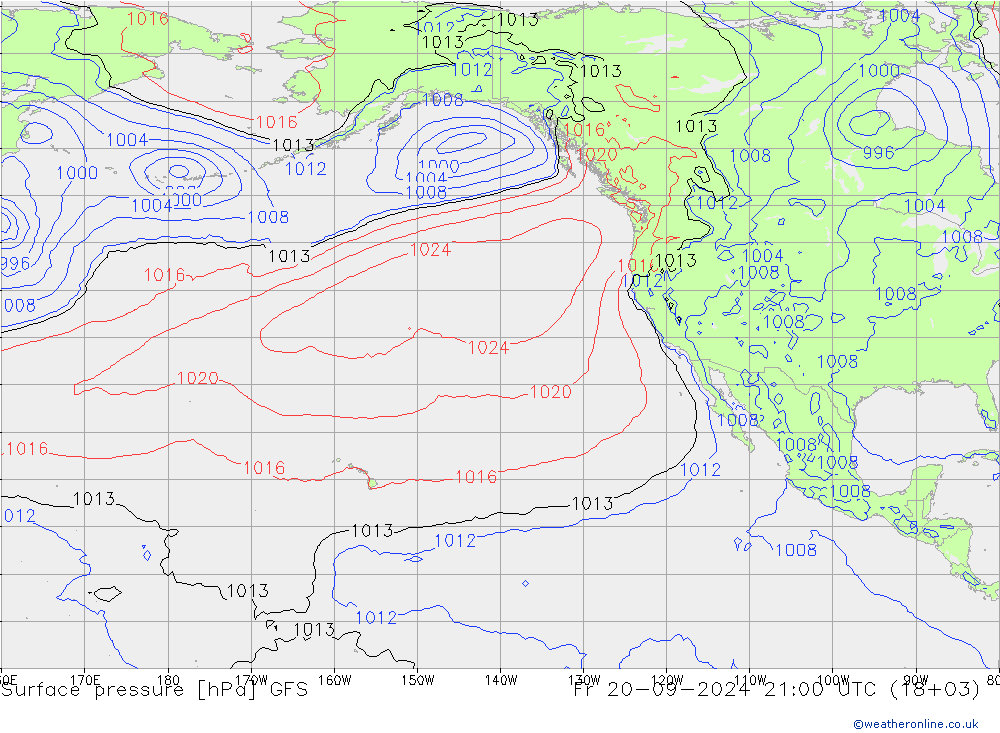 Surface pressure GFS Fr 20.09.2024 21 UTC