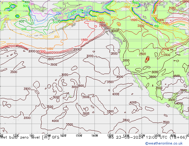 Theta-W Frostgrenze GFS Mo 23.09.2024 12 UTC