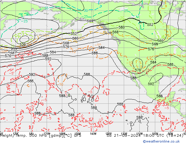 Hoogte/Temp. 500 hPa GFS za 21.09.2024 18 UTC