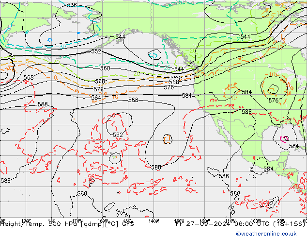 Z500/Rain (+SLP)/Z850 GFS ven 27.09.2024 06 UTC