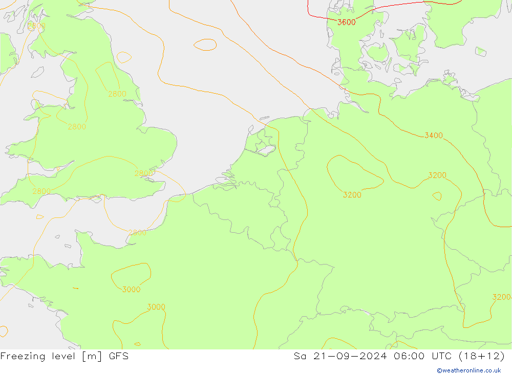 Isoterma de zero graus GFS Sáb 21.09.2024 06 UTC