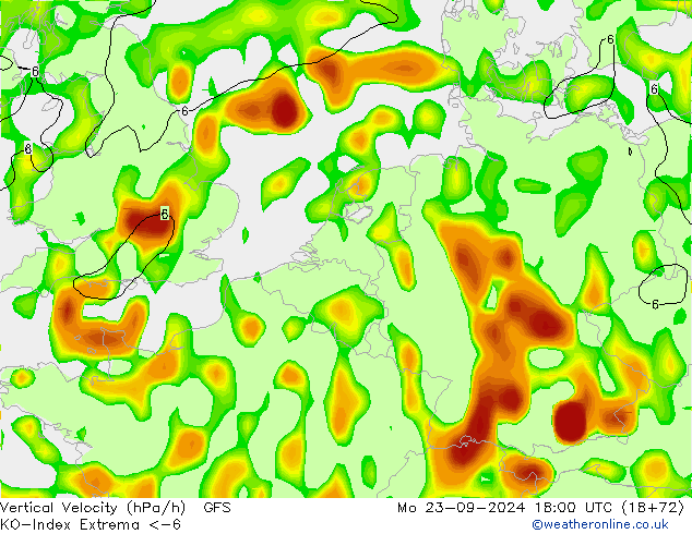 Konveksiyon - İndeks GFS Pzt 23.09.2024 18 UTC