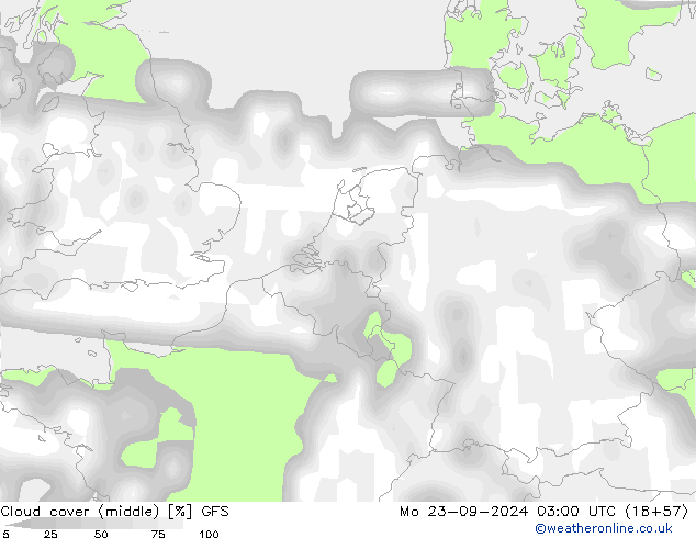 Cloud cover (middle) GFS Mo 23.09.2024 03 UTC