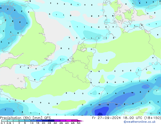 Nied. akkumuliert (6Std) GFS Fr 27.09.2024 00 UTC