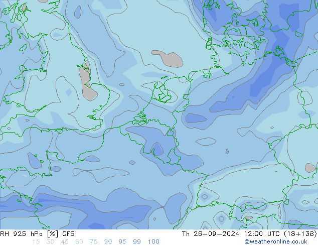 RH 925 hPa GFS Th 26.09.2024 12 UTC