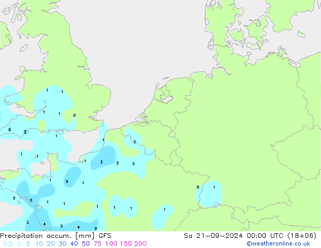 Precipitation accum. GFS Sáb 21.09.2024 00 UTC