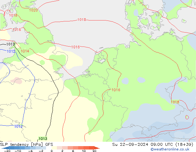 Drucktendenz GFS So 22.09.2024 09 UTC