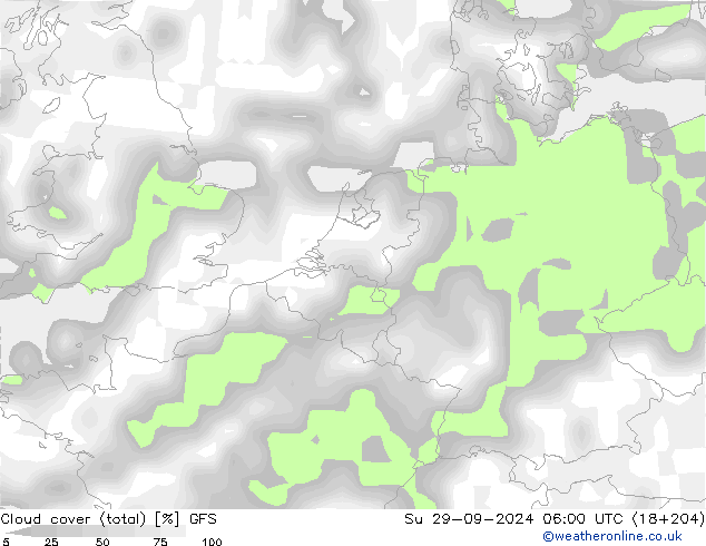 Nubi (totali) GFS dom 29.09.2024 06 UTC