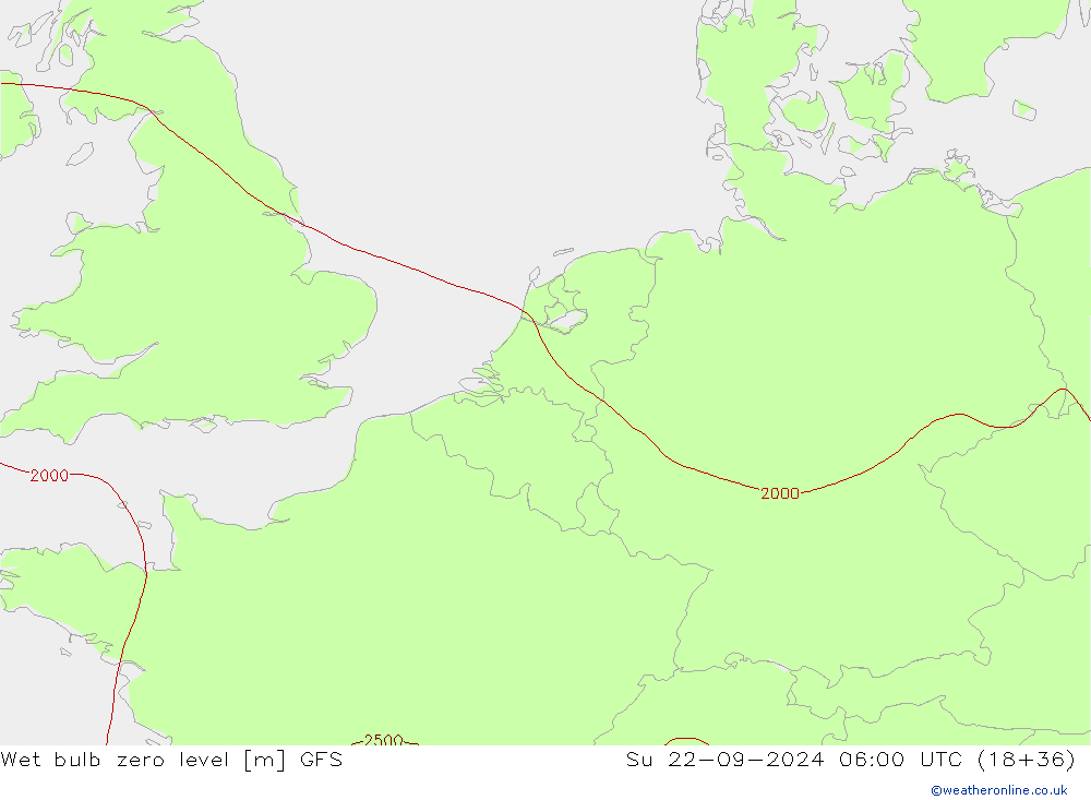 Wet bulb zero level GFS Su 22.09.2024 06 UTC