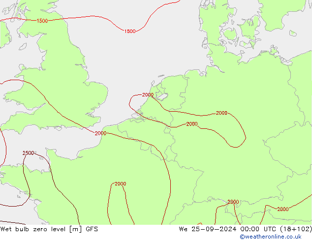 Theta-W Sıfır Seviyesi GFS Çar 25.09.2024 00 UTC