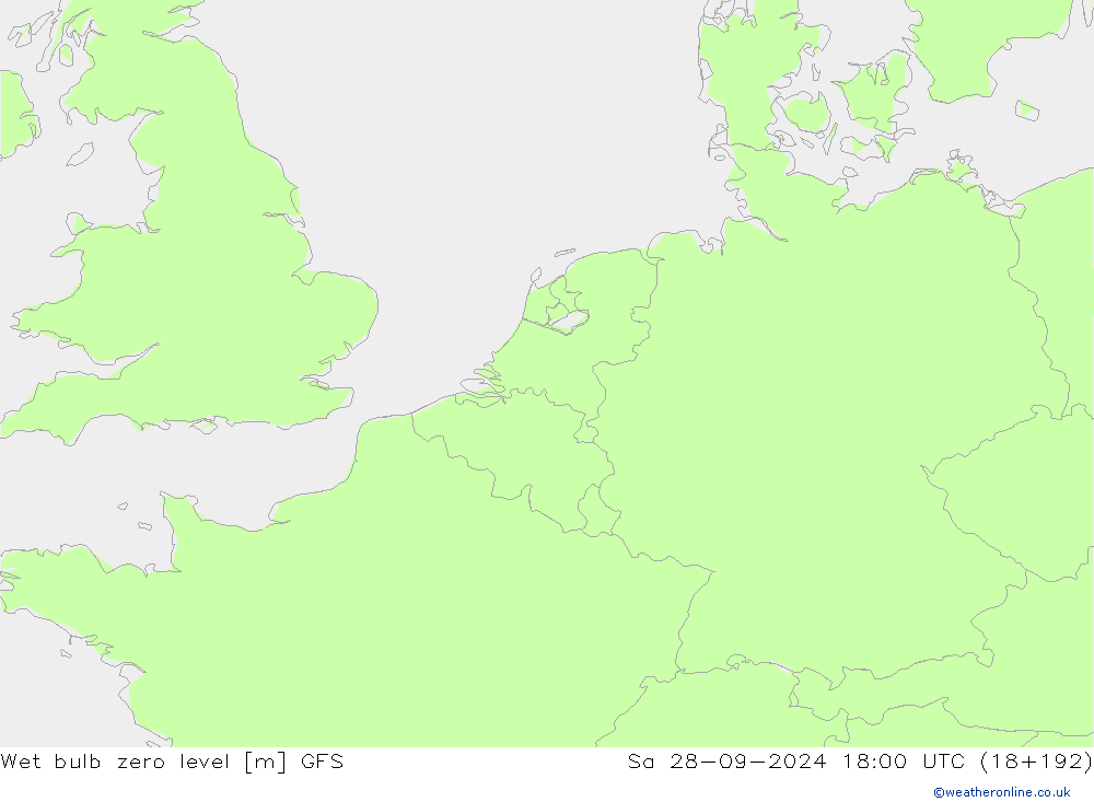 Wet bulb zero level GFS Sa 28.09.2024 18 UTC