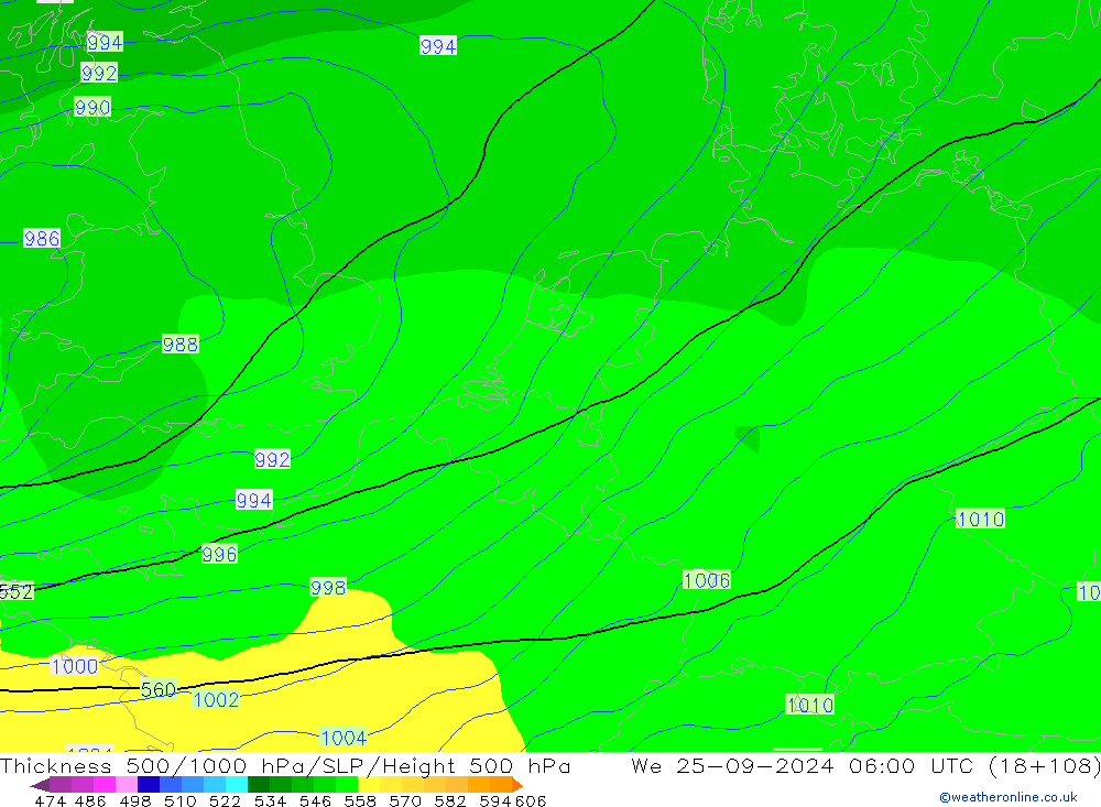 500-1000 hPa Kalınlığı GFS Çar 25.09.2024 06 UTC