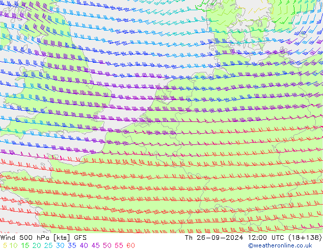 Wind 500 hPa GFS Th 26.09.2024 12 UTC