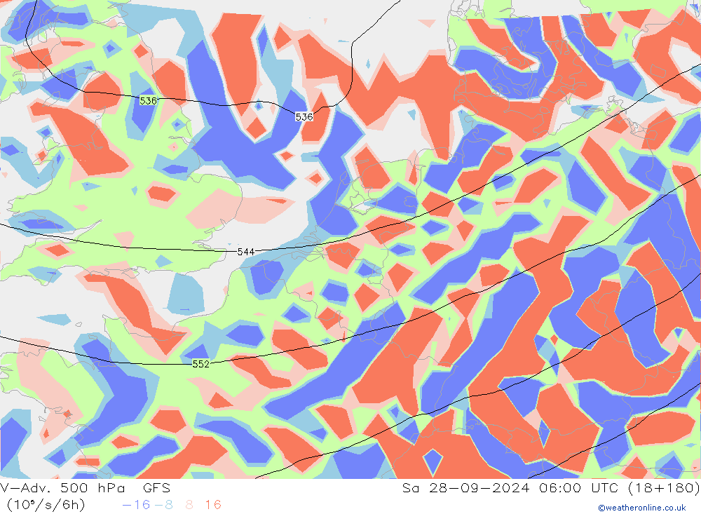 V-Adv. 500 hPa GFS za 28.09.2024 06 UTC