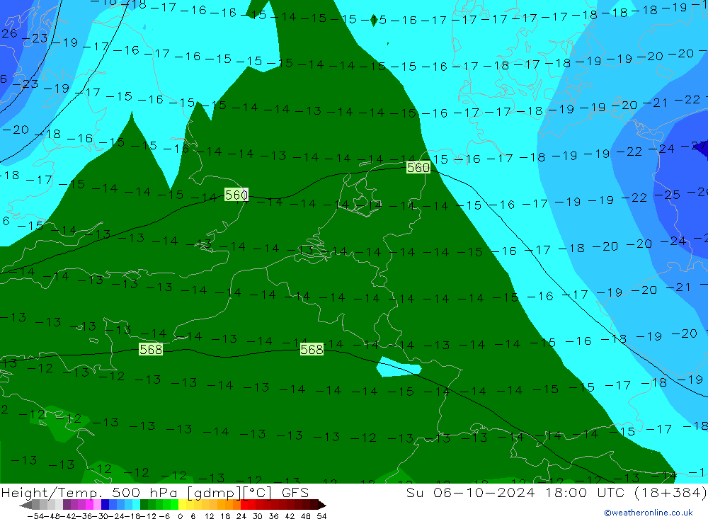 Height/Temp. 500 hPa GFS Říjen 2024