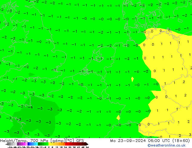 Yükseklik/Sıc. 700 hPa GFS Pzt 23.09.2024 06 UTC