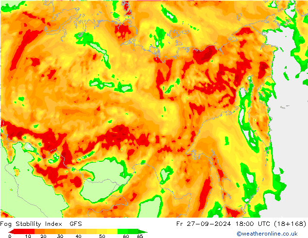 Fog Stability Index GFS  27.09.2024 18 UTC