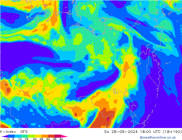 K-Index GFS Sa 28.09.2024 18 UTC