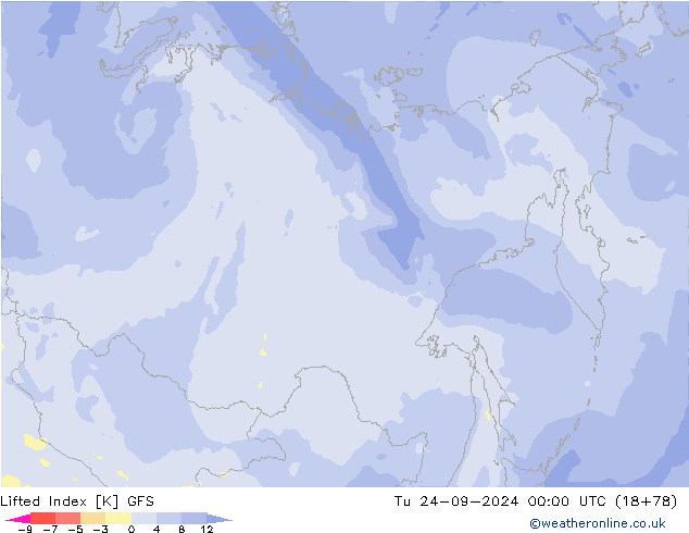 Indice de soulèvement GFS mar 24.09.2024 00 UTC