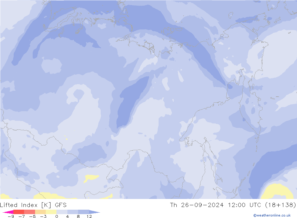 Lifted Index GFS czw. 26.09.2024 12 UTC