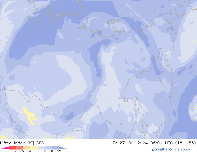 Lifted Index GFS Pá 27.09.2024 06 UTC