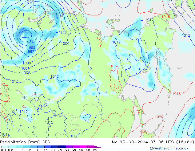 осадки GFS пн 23.09.2024 06 UTC