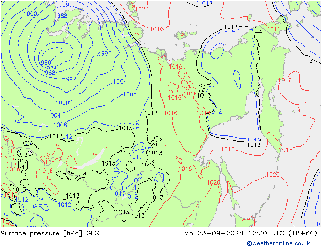 ciśnienie GFS pon. 23.09.2024 12 UTC